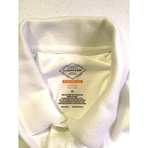 ST. JOHN'S BAY MEN'S WHITE POLO SHIRT SIZE MEDIUM - Picture 3 of 6
